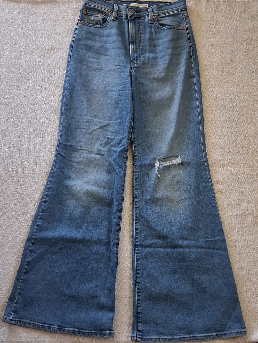 levis ribcage bell ringing bells high rise flare bell bottom jeans boho w28 l32